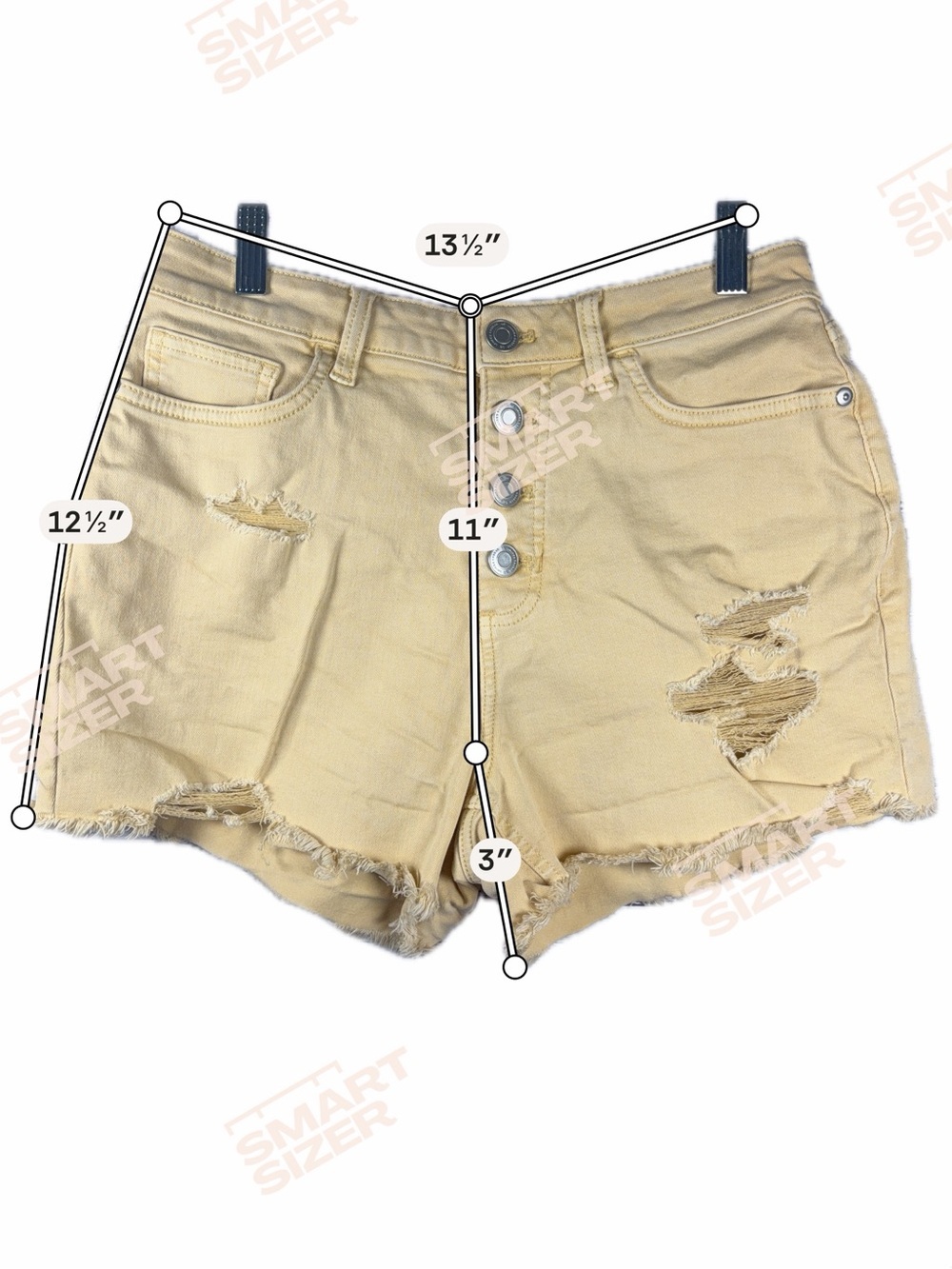 LC Lauren Conrad High Rise Button Fly Distressed Cutoff Shorts Yellow Size 4 - Picture 5 of 7